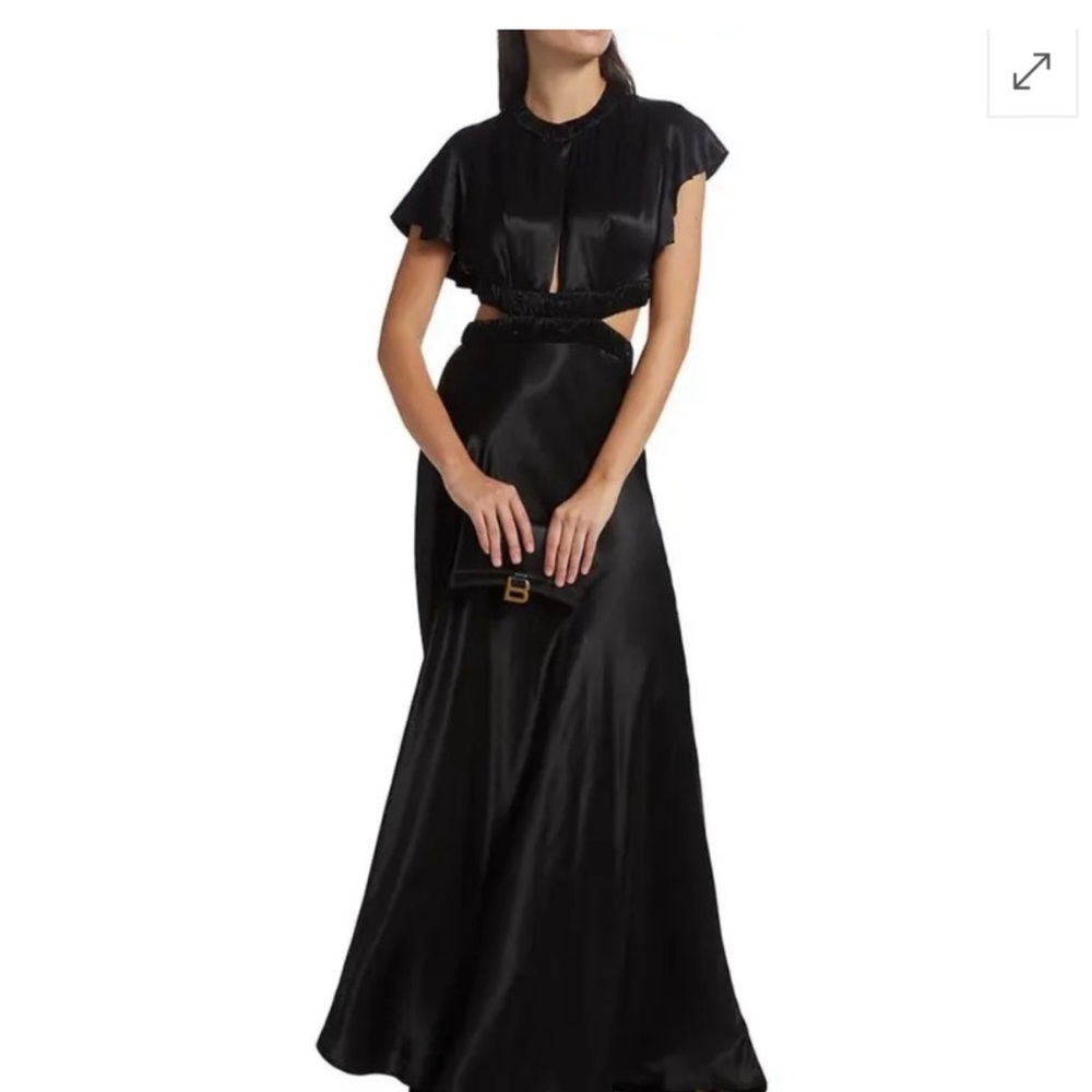 Sabina Musayev Black Satin Cutout Evening Gown